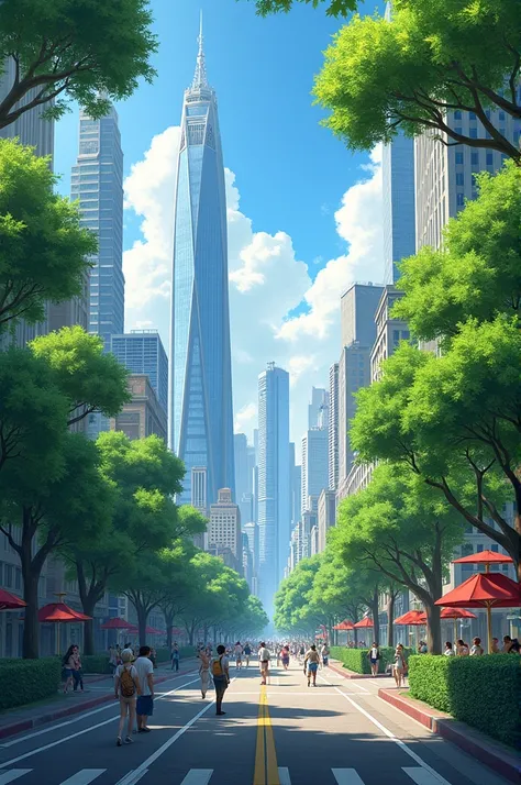 An urban city with trees 