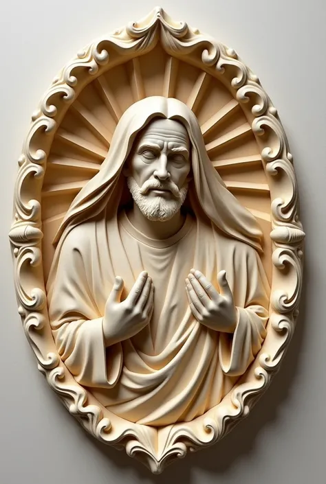 Lord of miracles of  Buga Colombia in 3D and HD illusion in high relief ivory carved in wood Round 