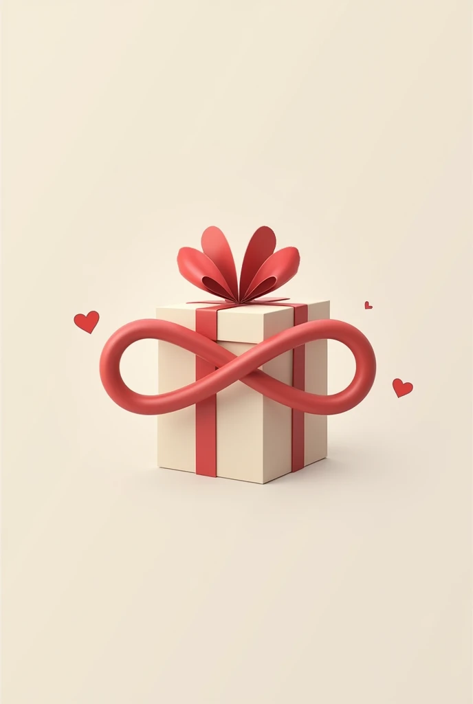 Generate a logo with gift box, infinity symbol and letter with heart symbol on it