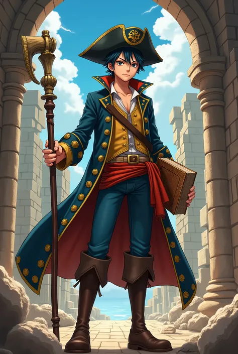 pirate costume based on the anime One Piece for an archaeologist, he has the ability to read other languages. Do this whole body. I want something more intimidating. I want something that commands respect, less cuteness and more fear. He is still young.