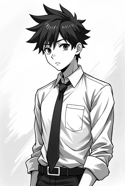 A teacher black and white sketch in anime style male
