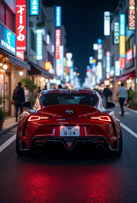 An old jdm style toyota supra in a japanese street night