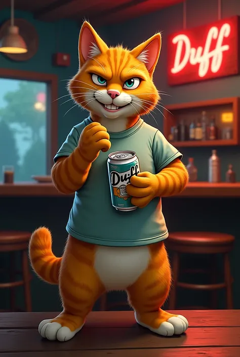 Cat drinking a duff beer