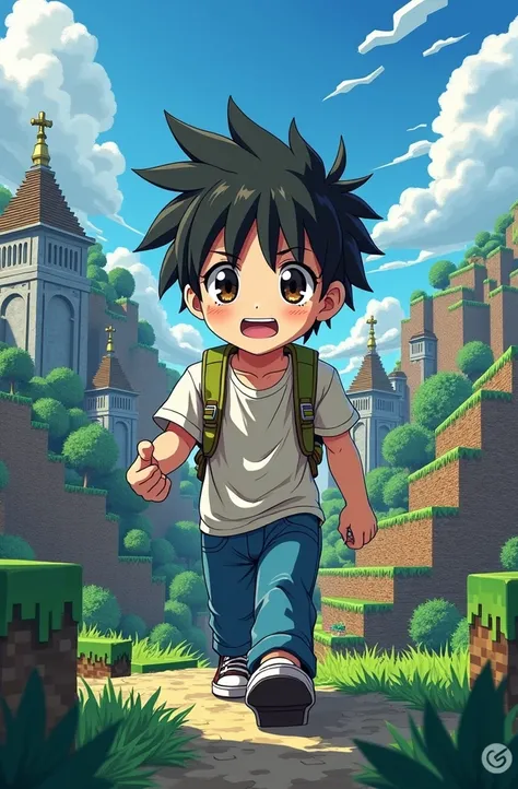 Make a Minecraft logo in anime boy