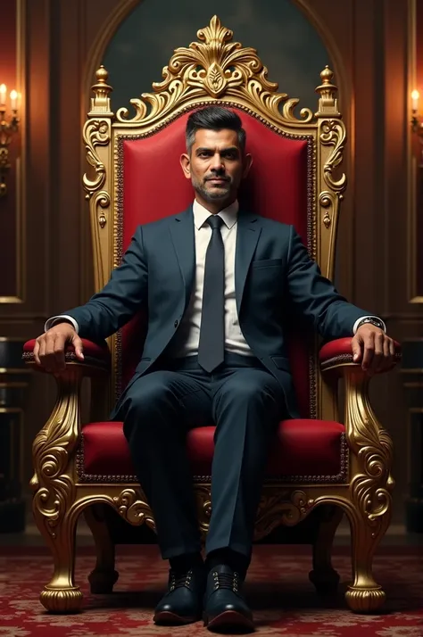 Dhoni sitting in royal chair 