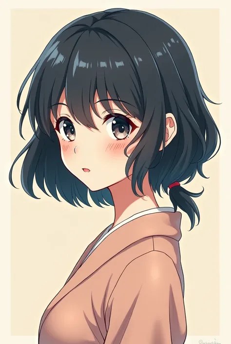 Short Bob、Side Ponytail, Hide your ears, Character portrait, Anime Style, Japanese illustration style, 