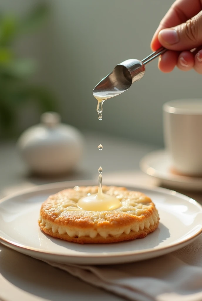 Place the cookie on a place and use the dropper to slowly drip water on the cookies for three minuts