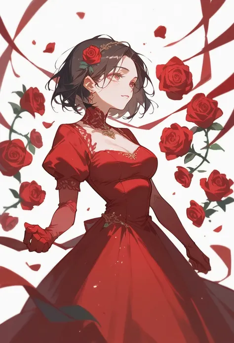  rose,red dress,