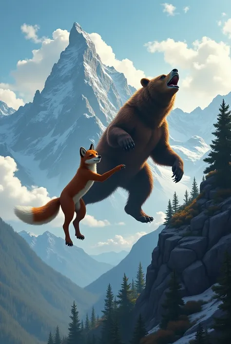 bear and fox jumping script from the mountain