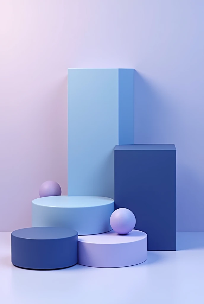 create an abstract 2D image with flat geometric shapes in lilac colors, blue and dark blue