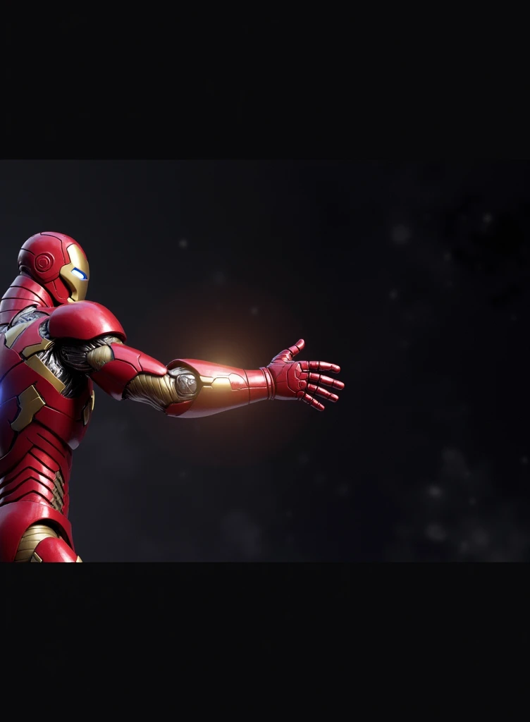 high quality, photorealistic, 3d render, medium shot, iron man, robotic suit, advanced technology, glowing blue arc reactor, red and gold color scheme, detailed metallic texture, dynamic pose, dramatic lighting, cinematic composition, cinematic camera angl...