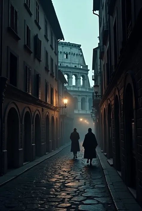 DARK STREET IN THE CITY OF ROME, CLOSE TO THE COLICEUM