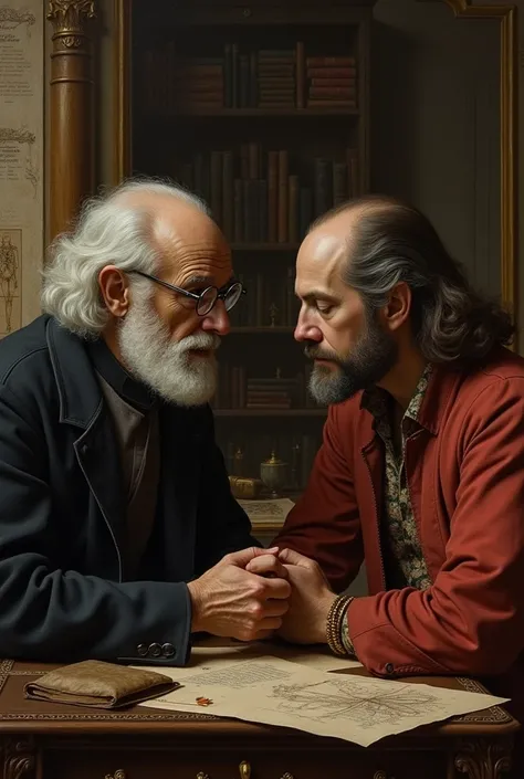 Freud talking to Leonardo da Vinci