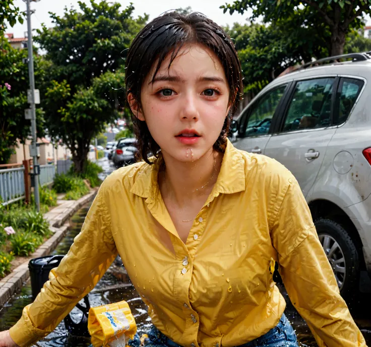 13 year-old girl peeing, pee leaking, pee wetting, pee under her skirts, soaks her skirts, cant hold it, desperate to pee, hold pee for long time, in car, car seat, traffic jam, on the highway, looking for the toilet, wet her leg and soaks, shy, water lea...