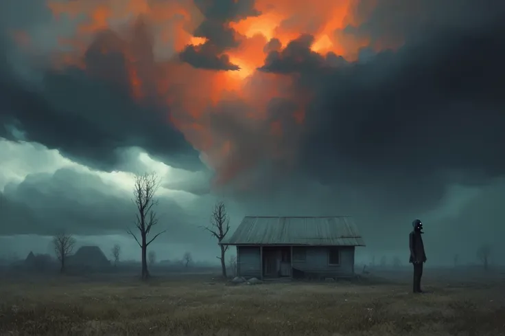 a grim kansas horror story, a forgotten land, terrifying art, horror fantasy, surreal science fiction painting, simon stålenhag,...