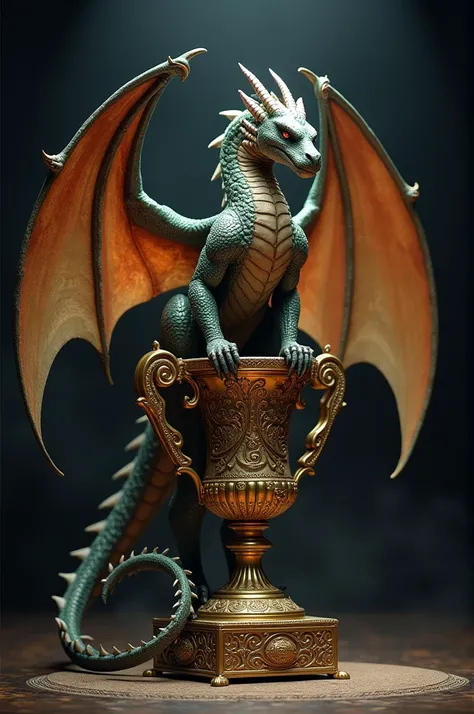 A dragon hanging on a trophy.