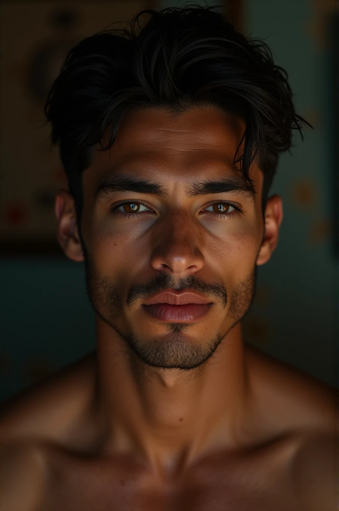 (Best Quality,4k,8k,High resolution,masterpiece:1.2),ultra detailed,sharp focus,(realist,photorealist,fotorrealista:1.37),Fotorrealist, alone, Erotic man, 30 years, Tan Skin, sexy, very detailed face bdsm background,extremely detailed facial features,hyper...