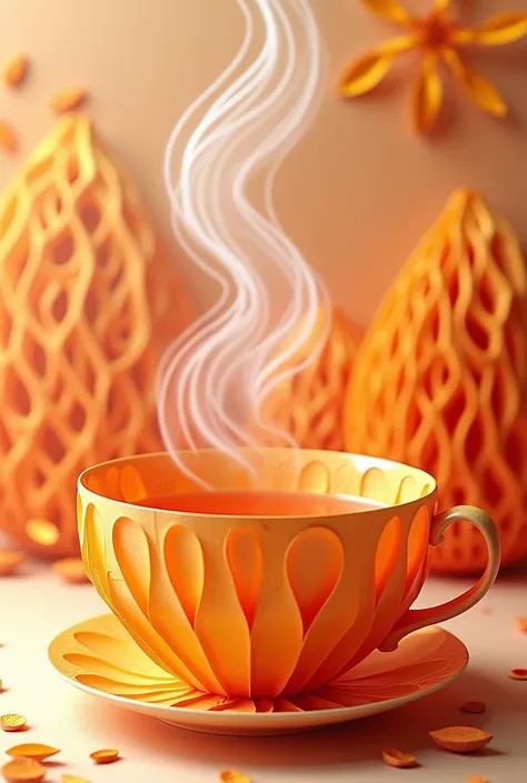 papaya tea,  masterpiece, all in three dimensional paper art、(Almond Shapes);1.9、(Three-dimensional paper-cut art.、colorful):1.9
