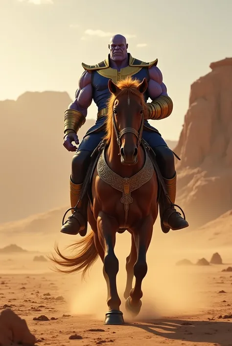 Thanos riding horse in the Desert 