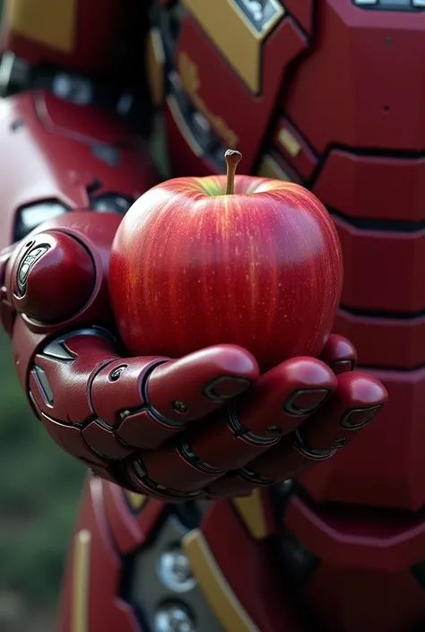 Apple on iron man hand