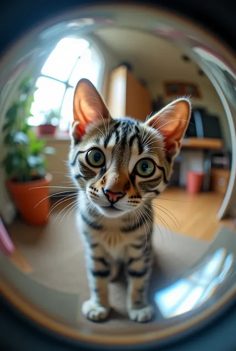 Image of fish eye view of cat 