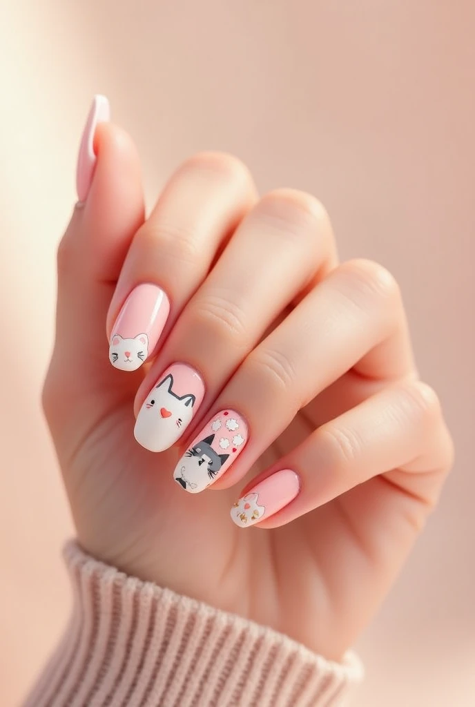 Make me nails inspired by cute cat