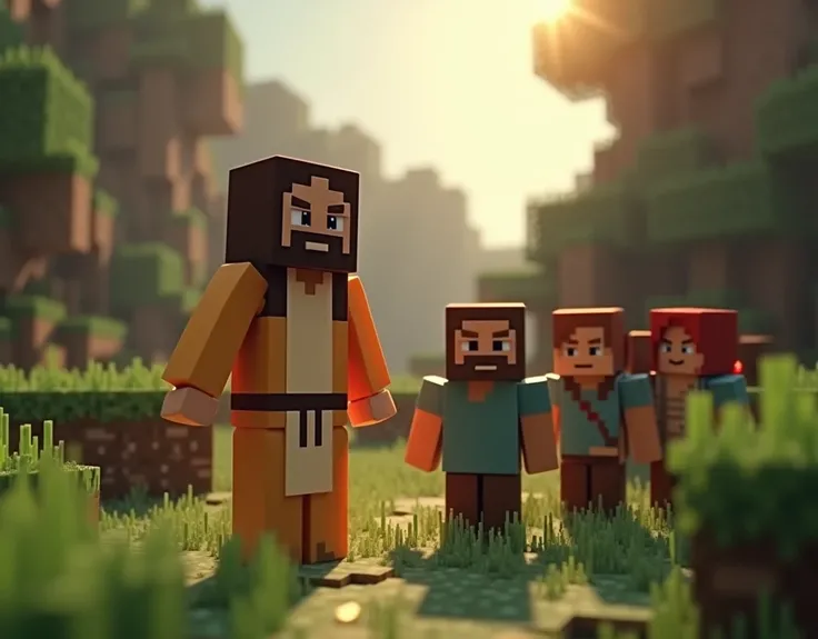 We need a Minecraft image that is of Jesus and he is understanding people Highlighted Minecraft image