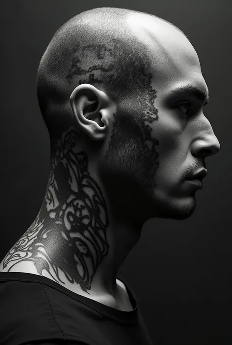 good and evil tattoo man behind the ear