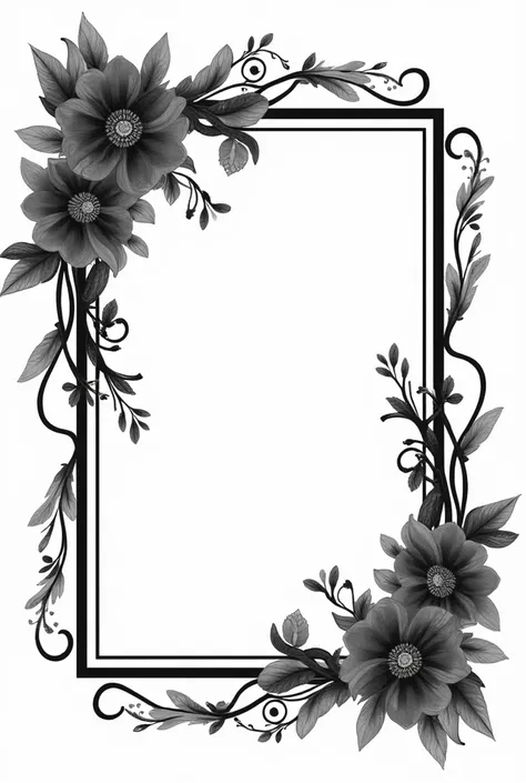 Black and white frame, with flower arabesques .