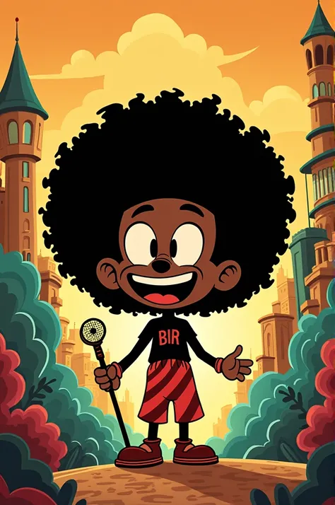 Create an animated logo like cuphead animation, but with a very dark-skinned person and curly hair it is for a logo called the black man speaks