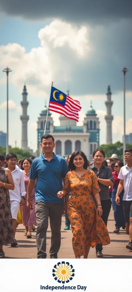 independence day malaysia, Malaysian flag , people wear clothes independence day logo malaysia