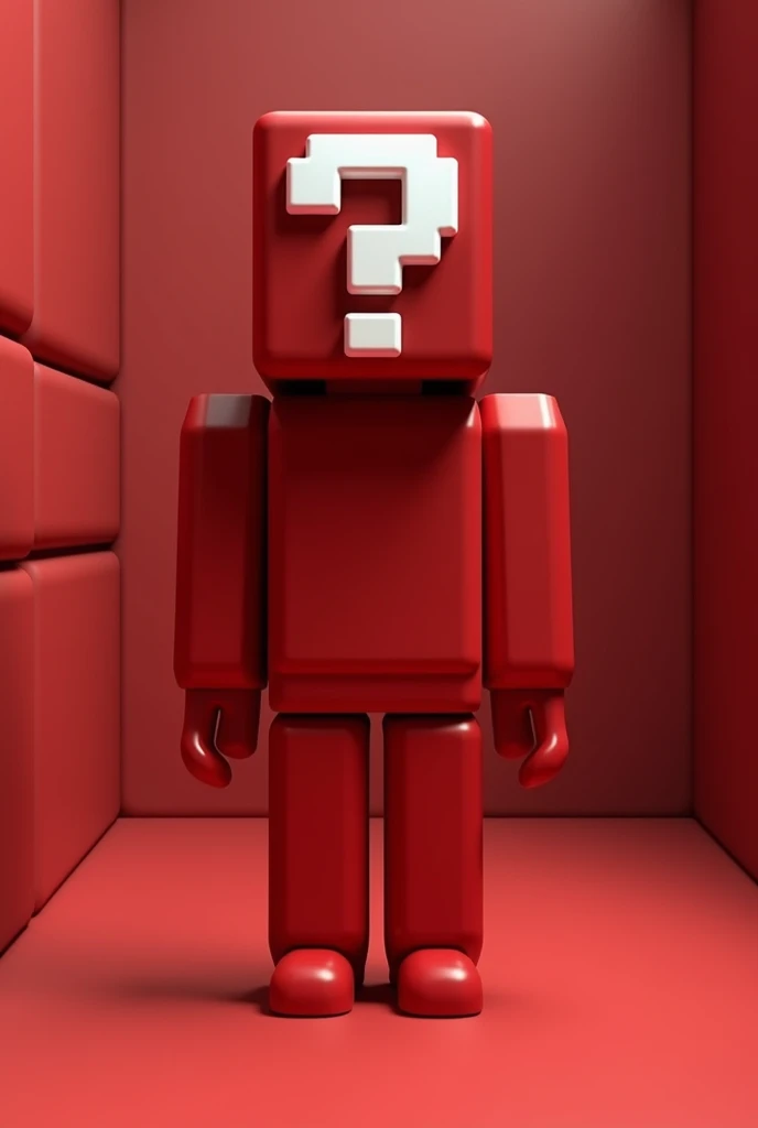 A completely red skin with a white question mark face in Minecraft