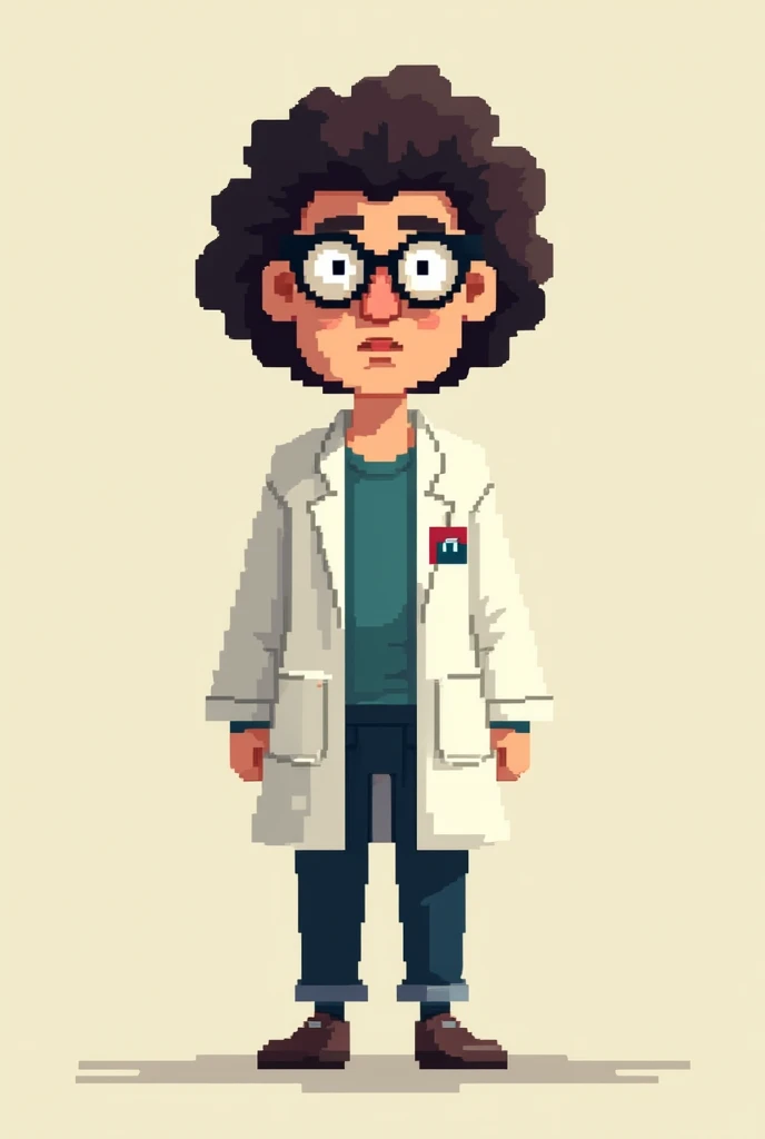 Create a pixelated 2D geneticist from the front and make it without details in the background 