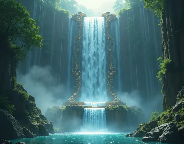 waterfall coming out of a heavenly throne