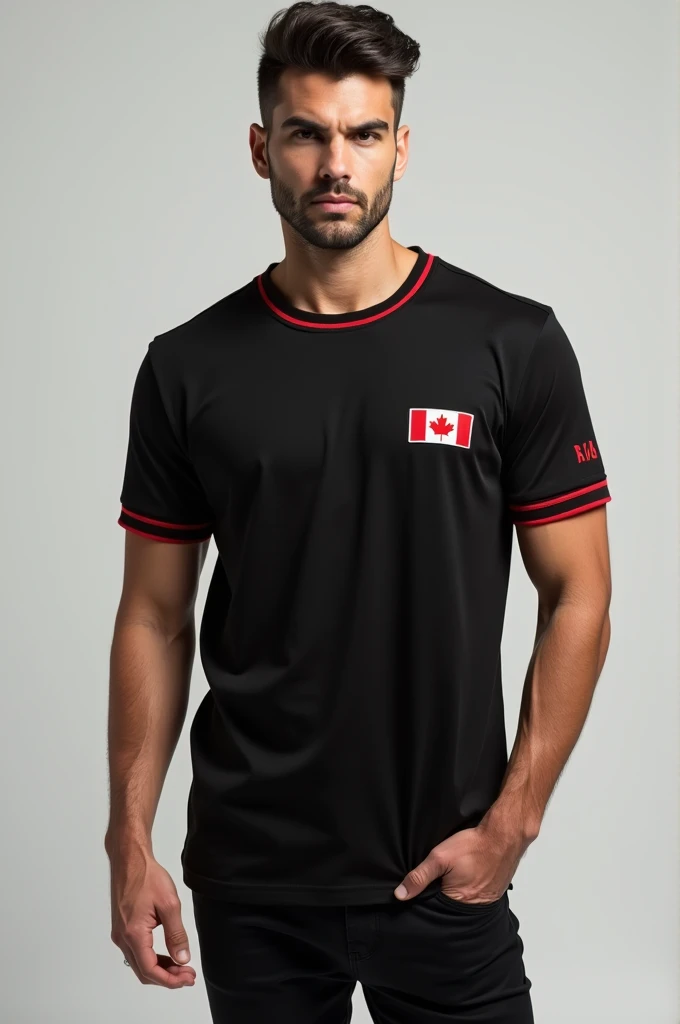 Black Canada shirt with red details 