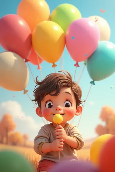 Child blowing balloons