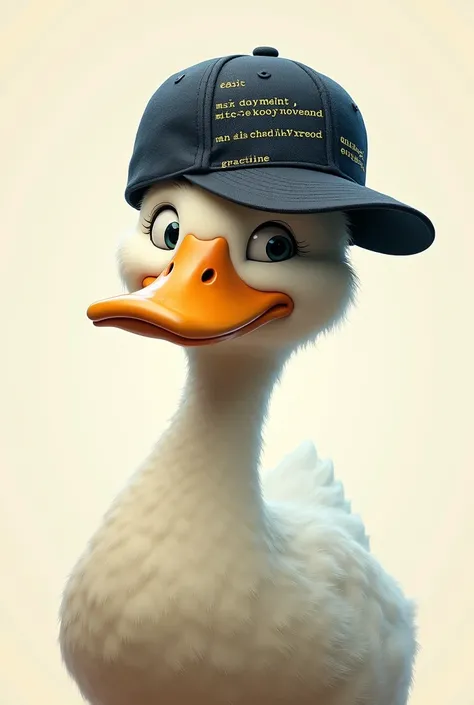 Duck with a cap that is programming, let the code be seen 