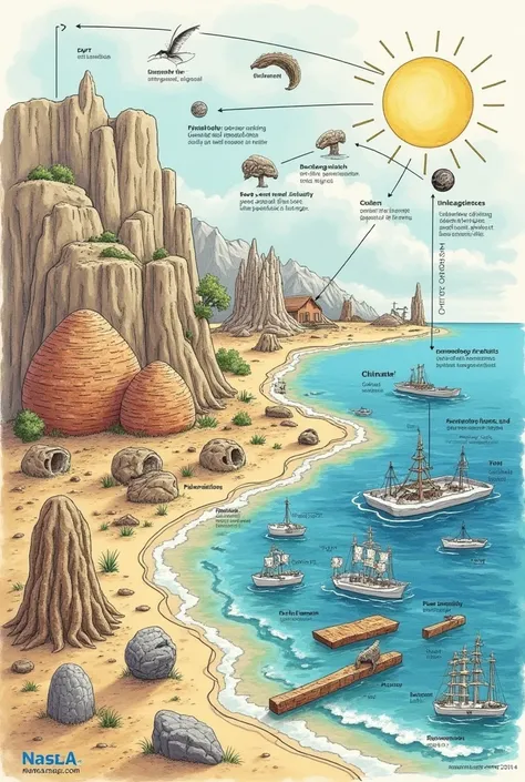 mineralogy, paleontology, climatology and oceanography correlation drawing