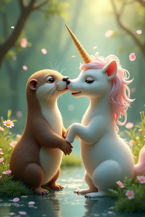 OTTER KISSING A UNICORN 