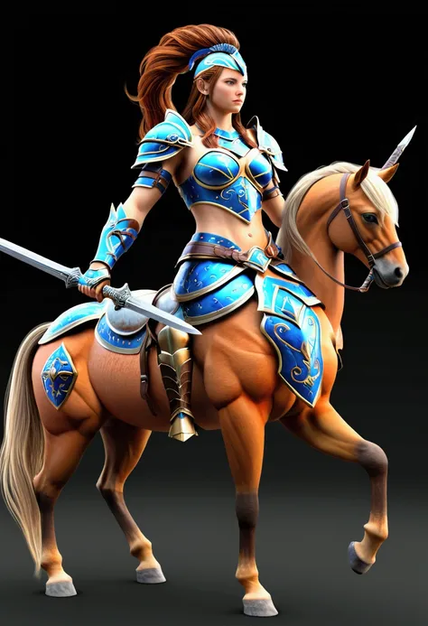 a centaur, centaur-type warrior, armor, (best quality, masterpiece, photorealistic), very aesthetic, perfect composition, intric...