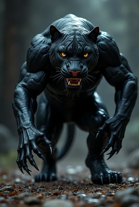 A Panther with a human body 
