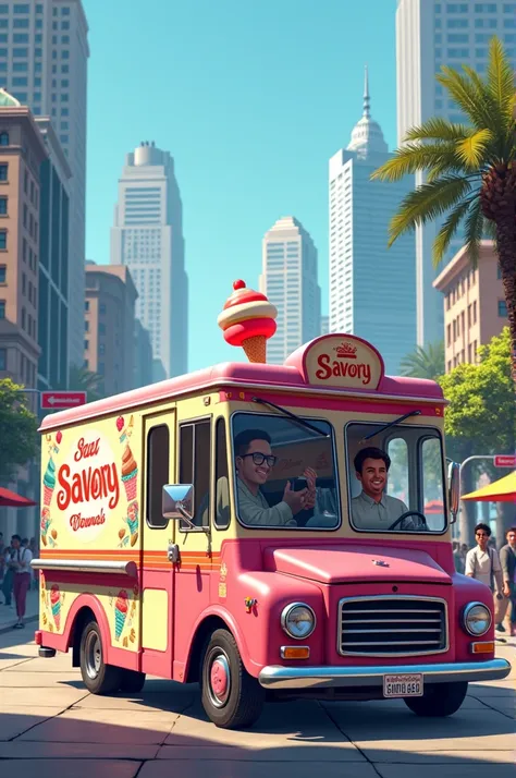 “Savory” brand ice cream truck located in the city of GTA San Andrea 