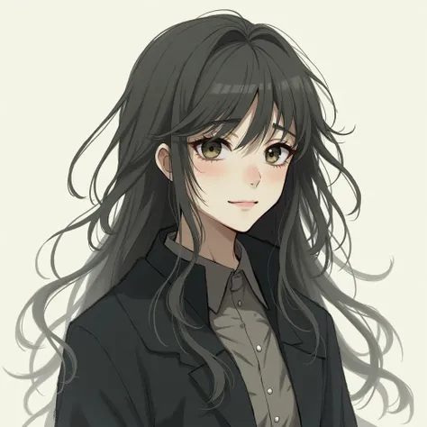 Solo, High Resolution, Long Hair, Sad Smile, Simple background, 