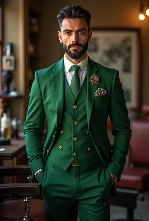 Pakistan cricket captain barber green dress 