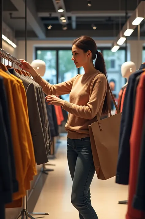 Person in a store wanting to buy clothes.