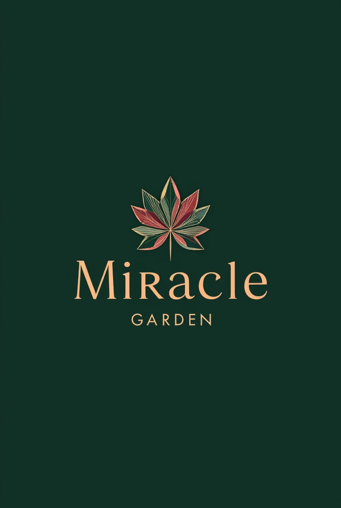 Crisr Logo for a flower shop called Miracle Garden, using the colors Dark Green and Wine Red