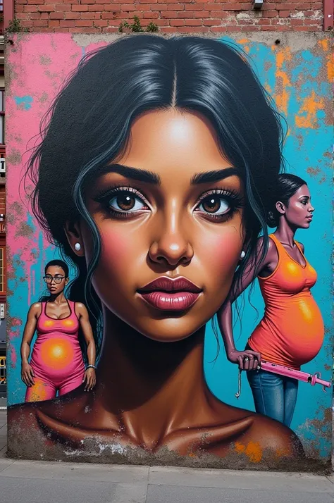 Create a graffiti about early pregnancy, drug prevention and the fight against HIV combined 