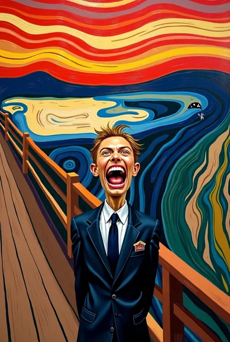 painting-like "the scream" but happy