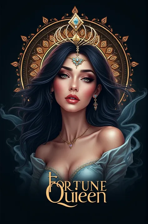 Create a logo for an online casino platform named fortune queen using a girl 