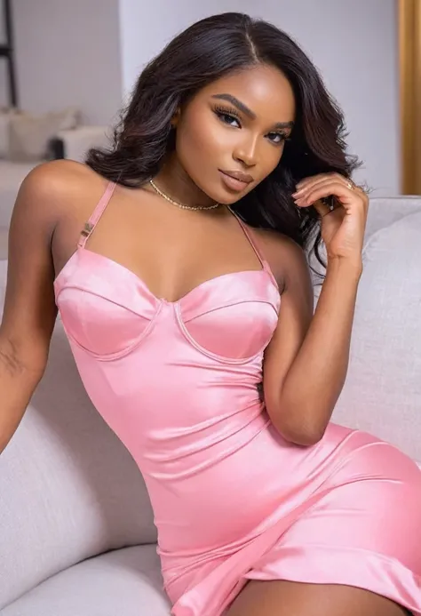 ((Realistic, photographic, Fujifilm XT3)), ((high quality:1.2)), (8k), extremely detailed, ((High detail:1.2)), ((best resolution:1.4)), Solo, ((HotLexi 24 years Angolan female)), ((pink dress)), BREAK, (((perfect hourglass hot body))), (((square and defin...